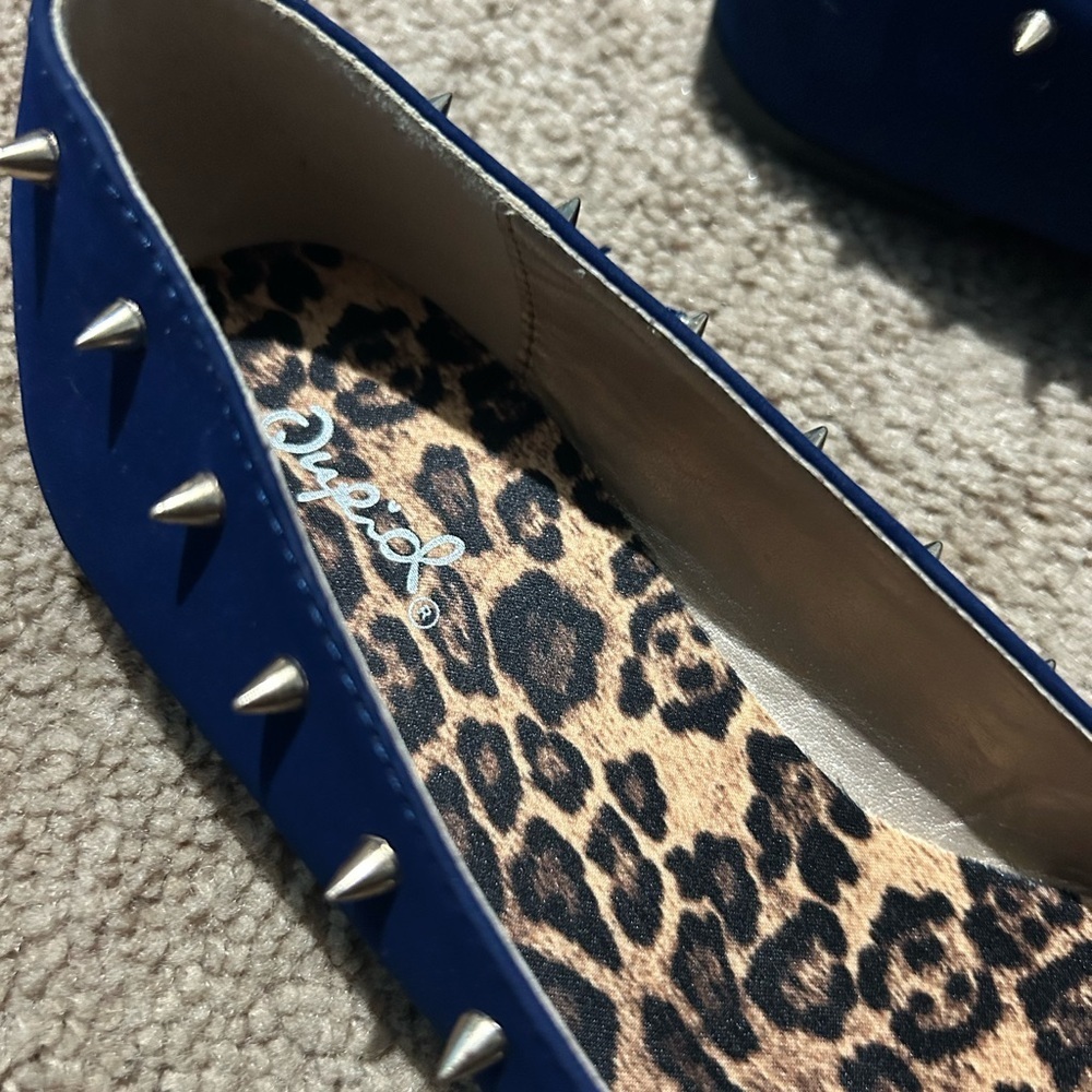 Royal Blue and Gold Studded Flats - Picture 3 of 7